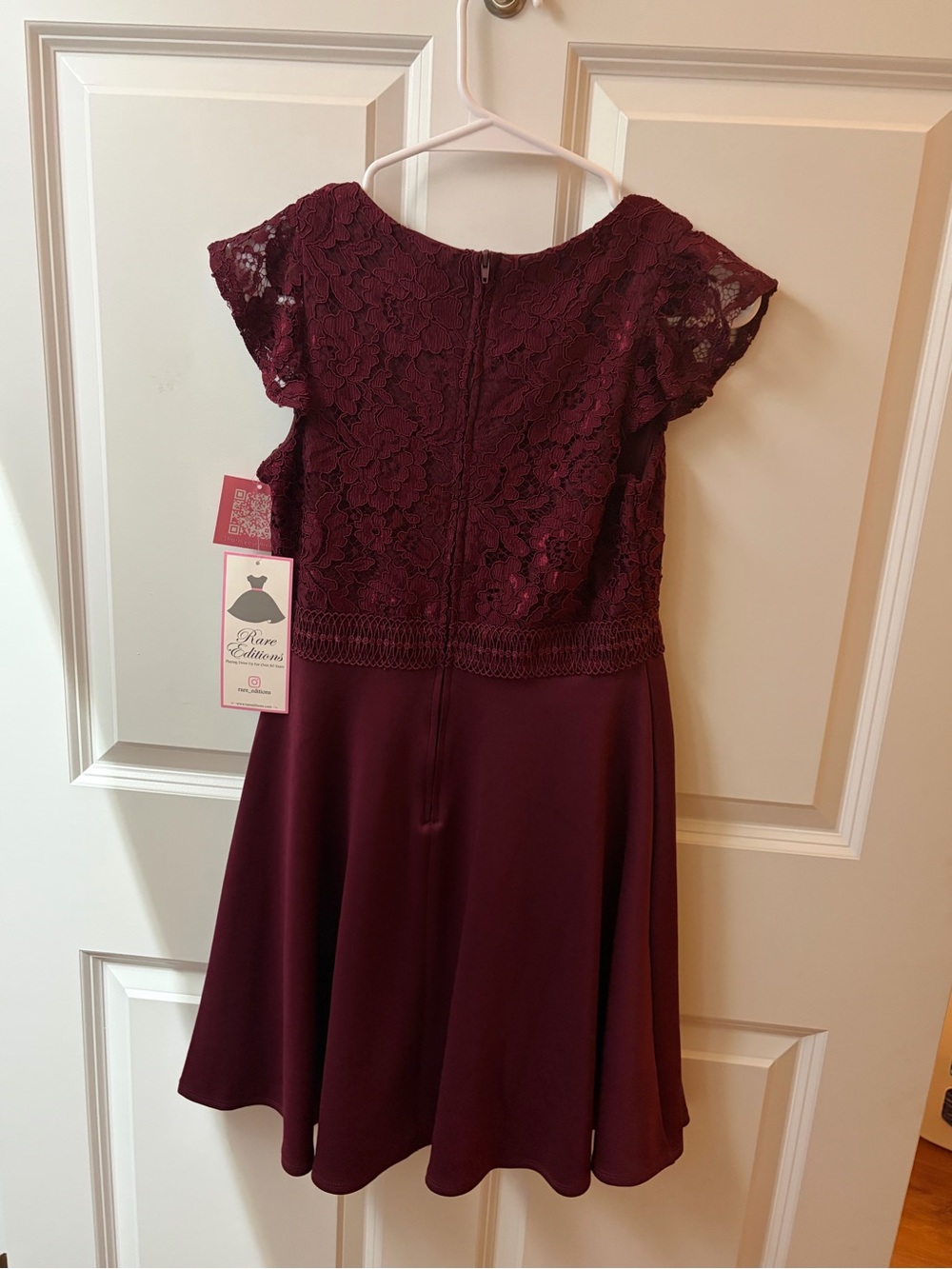 Rare Editions Girls Lace Bodice Dress in Burgundy